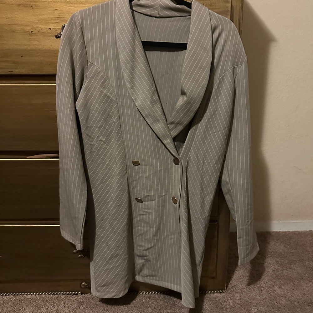Stylish Tan Pinstripe Blazer for Women